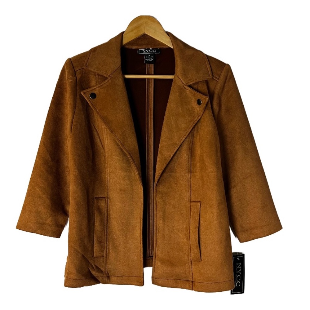 NYCC Brown Faux Suede Coat. NWT. Super soft, ¾ length sleeves, Size M